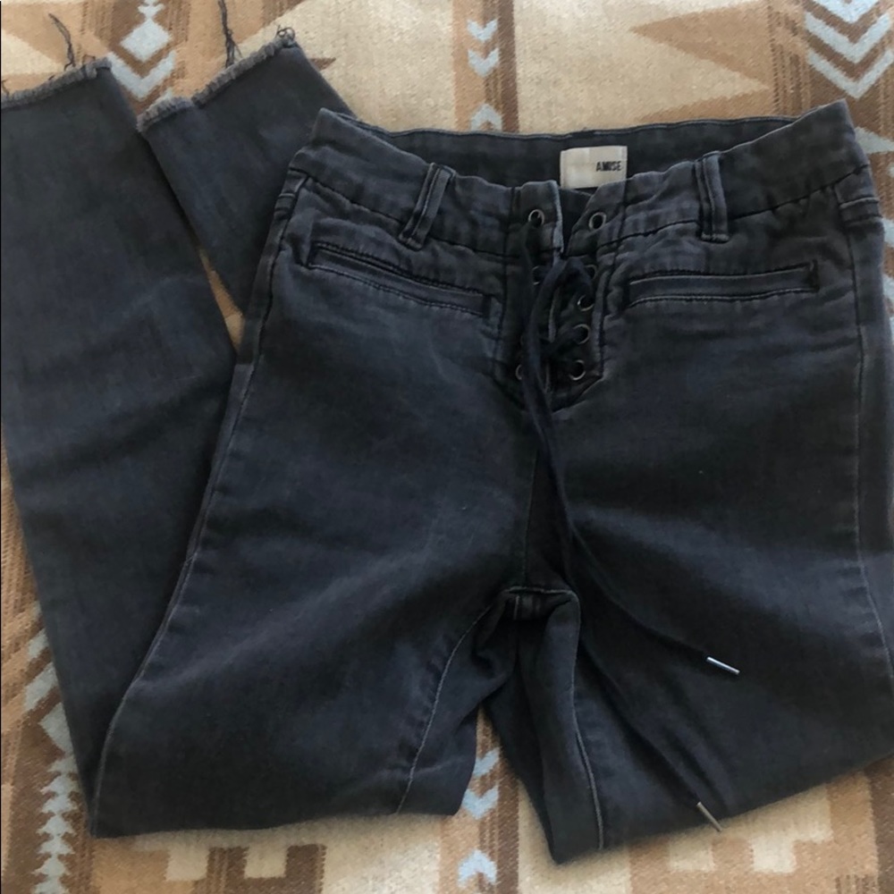 amuse society lace up high waisted jeans